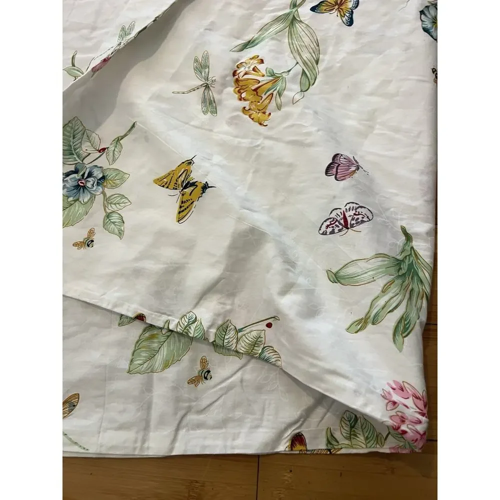 Butterfly Meadow Full Duvet Cover Natural Botanical 100% Cotton Floral Garden